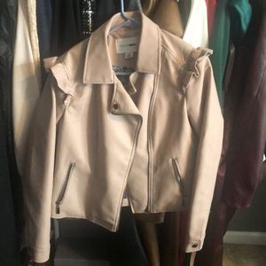 Baby pink synthetic leather jacket